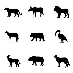 Fototapeta premium Black silhouette wild animals collection wildlife bear