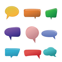Glossy Colorful Speech Bubble Vector Set