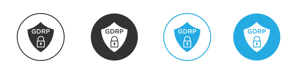 GDPR shield icon, simple flat style, illustration, logo sign symbol pictogram template, for ui or ux.