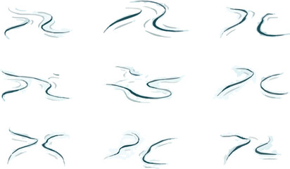 Obraz premium Create a kinds of deferent River bends icon set vector art with white background.