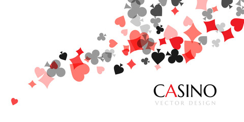 Casino poker background. Vector banner with flying card symbols.