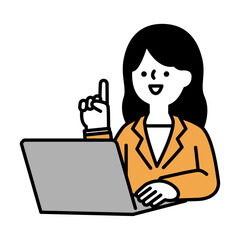 オンラインで会話する笑顔のビジネスパーソン女性のイメージイラスト素材