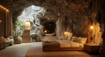 Comfortable interior of cave homestay hotels