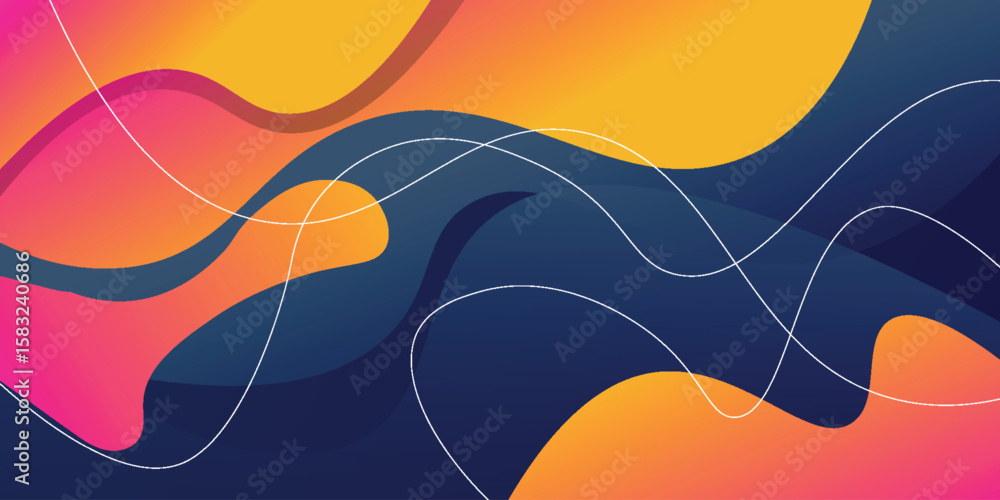 Poster creative fluid style abstract background. dynamic 3d shapes on a dark background. ideal for parties,