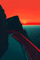 The mountaintop observation deck in the sunset glow
