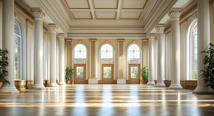 Architectural interior hall space