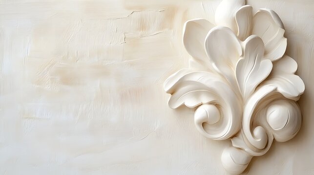 Ornate plaster relief on textured background