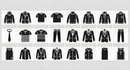 Collection of men's clothing and accessories vector icons