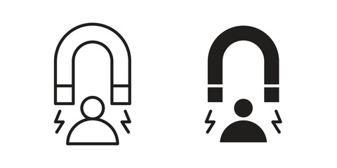 User engagement icon in flat and liner trendy style for app ui designs