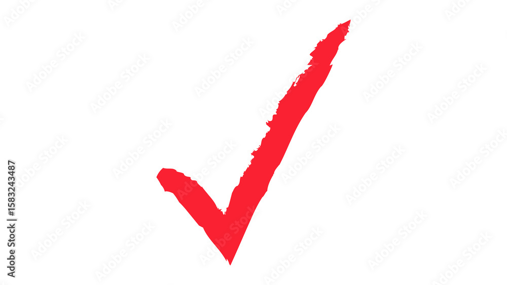 Poster red check mark symbol isolated on transparent background