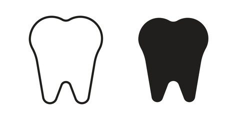 Tooth icon in flat and liner trendy style for app ui designs