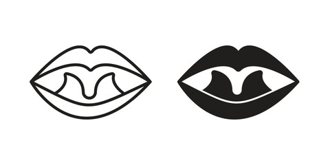 Tonsillitis icon in flat and liner trendy style for app ui designs