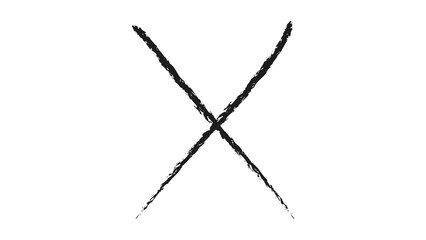 Fototapeta premium Rough black brush stroke letter x isolated on transparent background