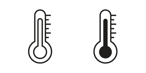 Thermometer icon in flat and liner trendy style for app ui designs