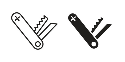 Swiss Knife icon in flat and liner trendy style for app ui designs