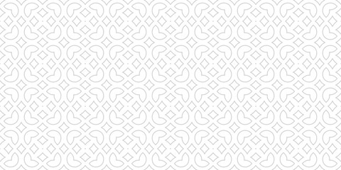 Subtle vector floral seamless pattern in arabesque style. Elegant texture with outline flowers, leaves, diamonds, curved lines. Abstract geometric background. Transparent backdrop. Repeated design