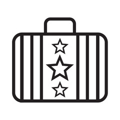 A suitcase with a star icon. For travel, business, etc.