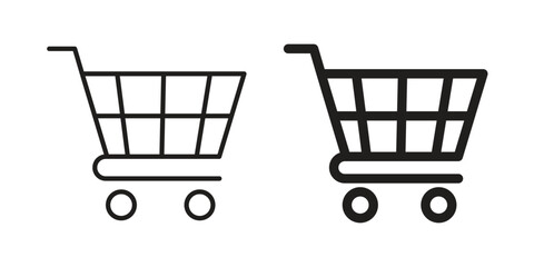 Shopping cart icon in flat and liner trendy style for app ui designs