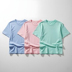 Pastel T-Shirt Trio Minimalist Aesthetic Blue Pink and Mint Green Apparel Collection