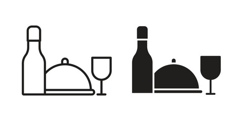 Room service icon in flat and liner trendy style for app ui designs