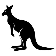 Standing kangaroo animal mammal wildlife black silhouette vector illustration