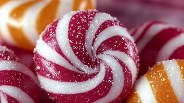 Close-up Candy Delight: Sweet Swirls of Sugar