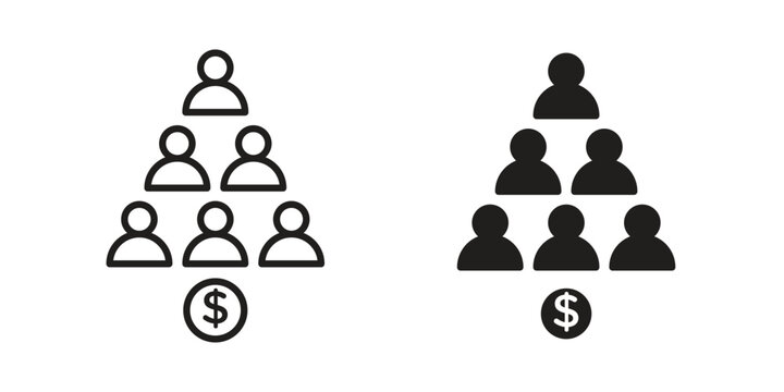 Ponzi scheme icon in flat and liner trendy style for app ui designs