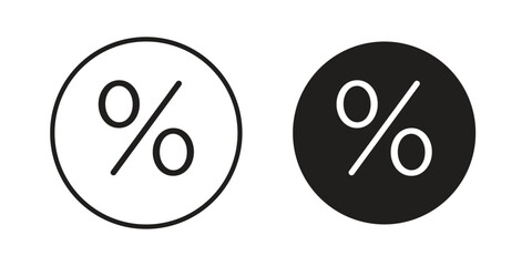 Percent icon in flat and liner trendy style for app ui designs