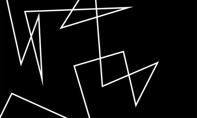Black and white abstract line art background, with geometric shapes creating a modern and minimalist illustration.