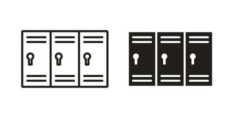 Locker icon in flat and liner trendy style for app ui designs