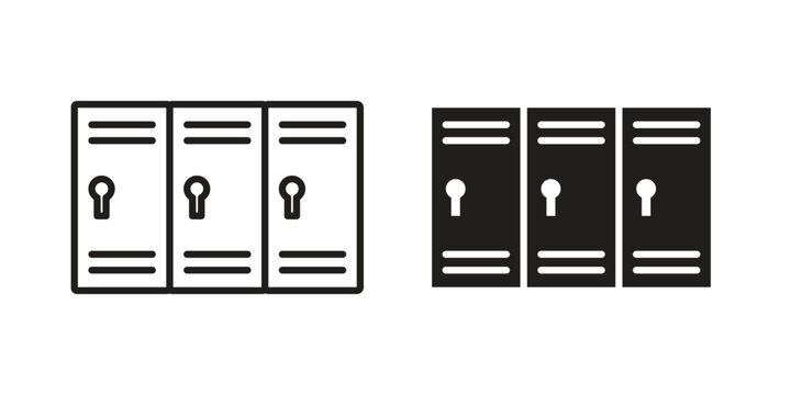 Locker icon in flat and liner trendy style for app ui designs