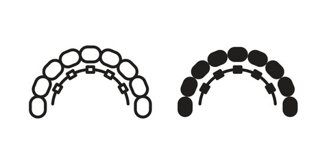 Lingual braces icon in flat and liner trendy style for app ui designs
