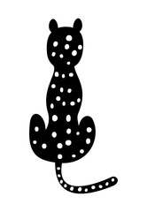 A black and white cheetah, seen from behind and sitting looking at the horizon - vector