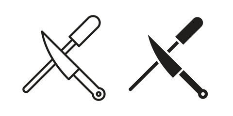Knife sharpener icon in flat and liner trendy style for app ui designs