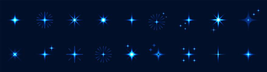 Collection of different  sparkles icons.Stock illustration.