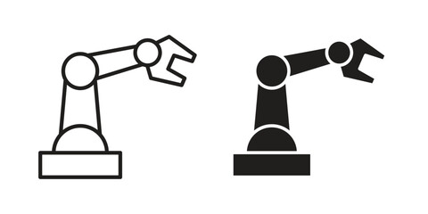 Industrial robot icon in flat and liner trendy style for app ui designs