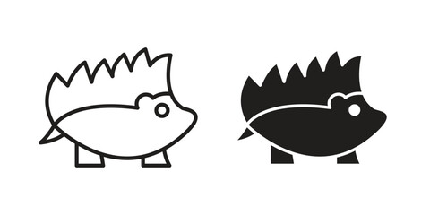 Hedgehog icon in flat and liner trendy style for app ui designs