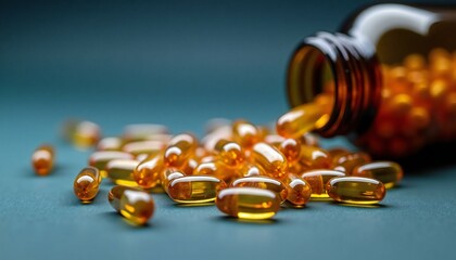 Vitamins and Supplements in Glass Bottle.