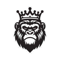 gorilla logo vector wearing a crown