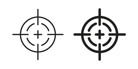 Gun target icon in flat and liner trendy style for app ui designs