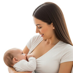 Loving mother breastfeeding her newborn baby with affection