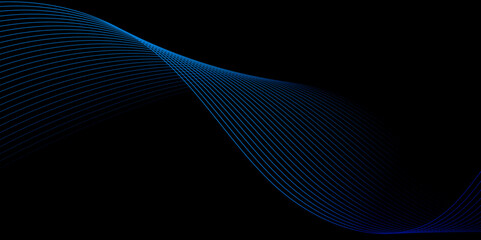 Futuristic geometric shapes of blend  blue gradient wave lines in abstract composition. Vector illustration. Modern design for digital art, web banners, covers.