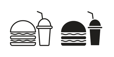 Fast food icon in flat and liner trendy style for app ui designs