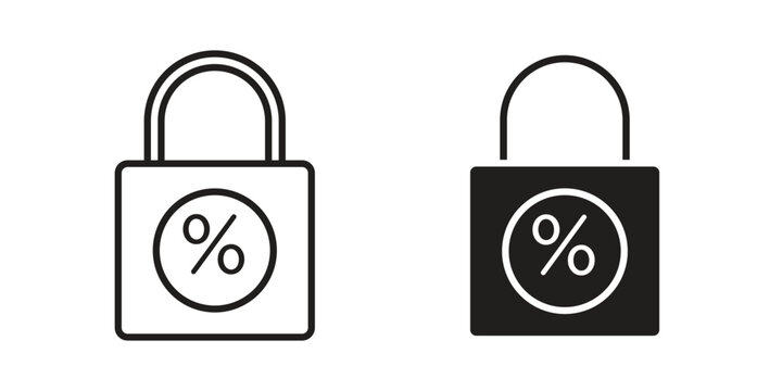 Fixed rate mortgage icon in flat and liner trendy style for app ui designs
