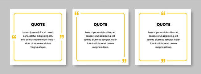 Social media post template design quotes, blank speech bubbles, text boxes. Vector illustration