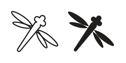 Dragon fly icon in flat and liner trendy style for app ui designs