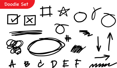 Hand-Drawn Doodle Elements Set, Sketch Style Collection
