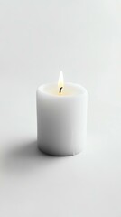 candle partially burned, pure white studio setting, visually balanced mockup, studiograde lighting