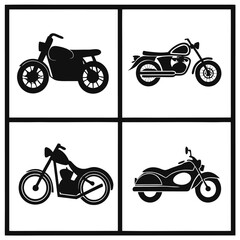 Obraz premium Set of motorcycle icons silhouettes featuring various bike illustration