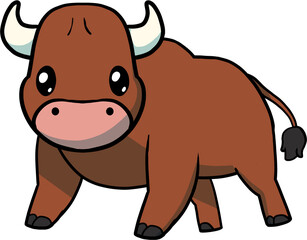 Cute Cartoon Bull Standing 